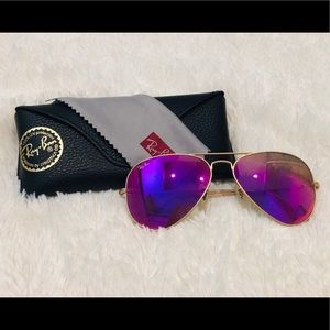 Ray-Ban Matte Gold & Hot Pink Aviator Sunglass